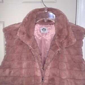 Katydid Mauve Pink Faux Fur Plush CozyVest 2XL Soft Satin Lined Very Warm